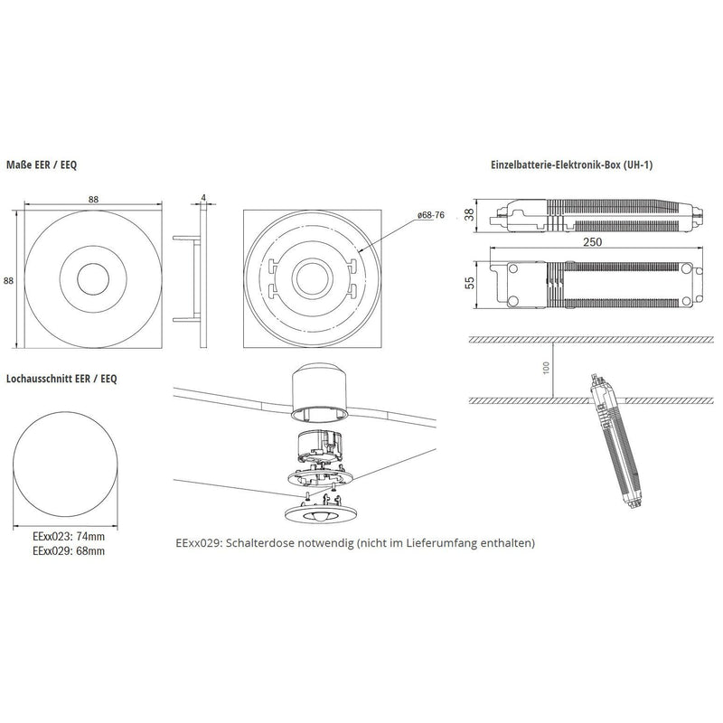 RP-Technik - Sicherheitsleuchte LED-Sicherheitsleuchte EEQL021WL Einbau, Linsensystem