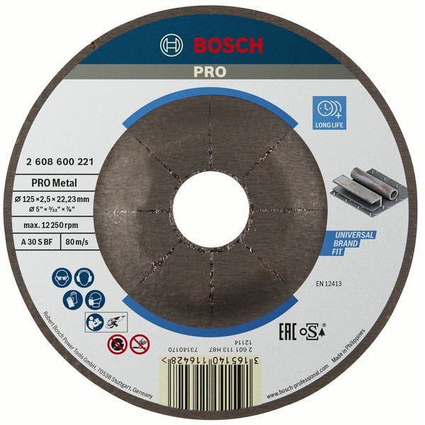 Bosch - Trenn-/Schleifscheibe PRO Metal Trennscheibe, 2608600221 125 x 2.5 x 22.23 mm