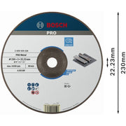Bosch - Trenn-/Schleifscheibe PRO Metal Trennscheibe, 2608600226 230 x 3 x 22.23 mm