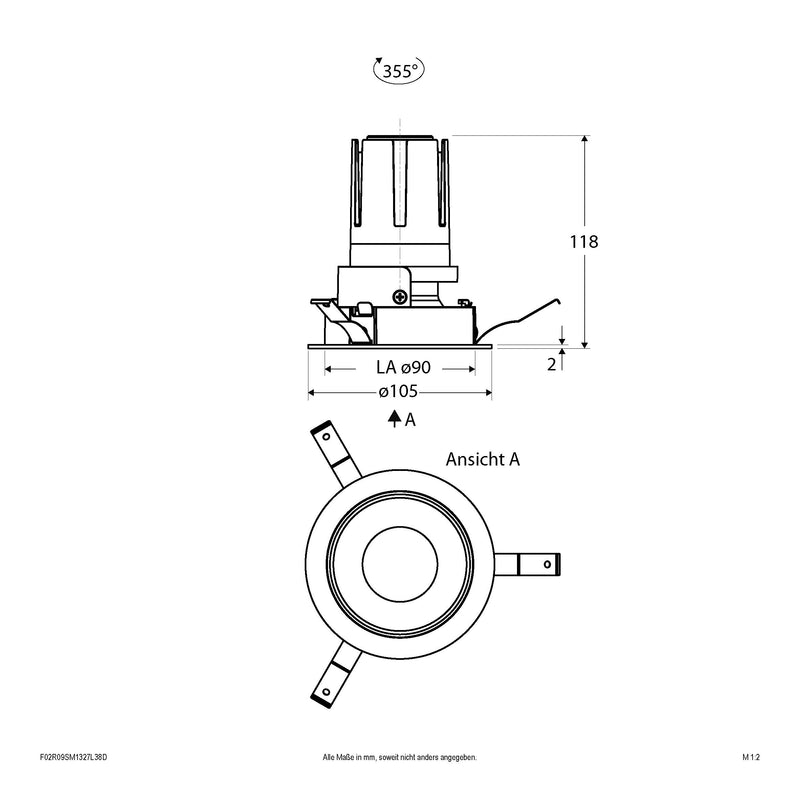 EVN Lichttechnik - Downlight/Strahler/Flutlicht LED-Einbauleuchte modular F02R09SM1327L38D Konfigurationstype