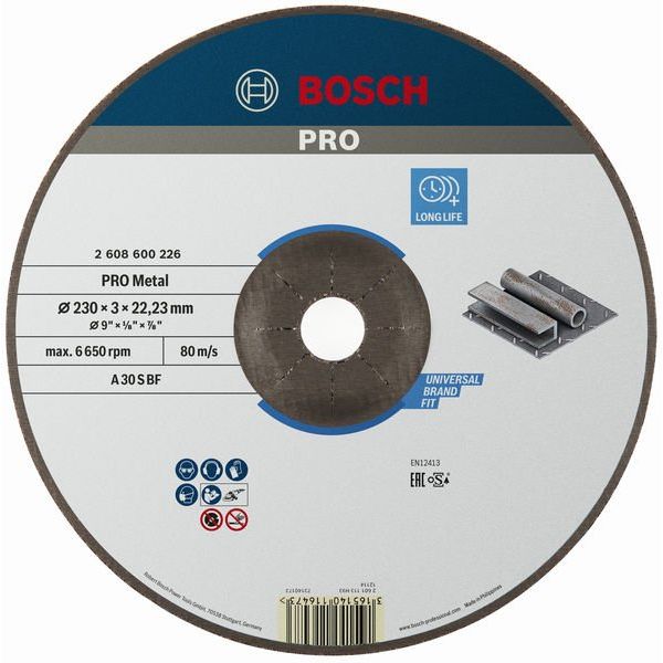 Bosch - Trenn-/Schleifscheibe PRO Metal Trennscheibe, 2608600226 230 x 3 x 22.23 mm