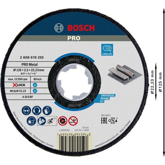 Bosch - Trenn-/Schleifscheibe PRO Metal X-Lock 2608619255 Trennscheibe 125 x