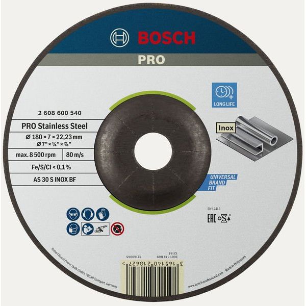 Bosch - Trenn-/Schleifscheibe PRO Stainless Steel 2608600540 Schruppscheibe 180 x