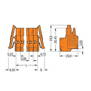 WAGO - Kabelsteckverbinder für Leiterplattensteckverbinder 2-Leiter-Federleiste 231-2305/037-000 CAGECLAMP,2,5mm²,or − 50 Stück