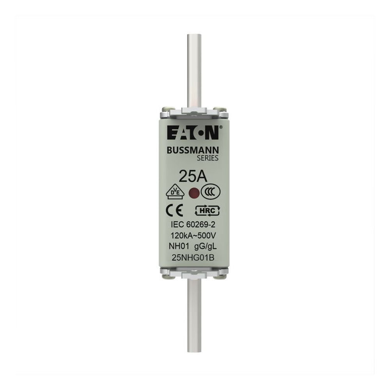 Eaton - Messersicherung Sicherungseinsatz Nieders. NH FUSE 25#25NHG01B 25A AC 500V 120kA − 3 Stück