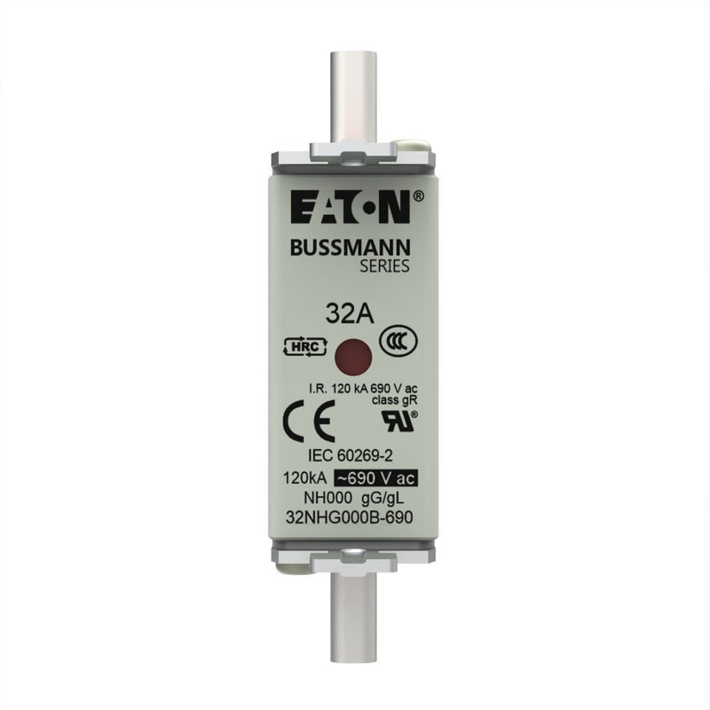 Eaton - Messersicherung Sicherungseinsatz Nieders. 32NHG000B-690 32A AC 690V 120kA − 3 Stück