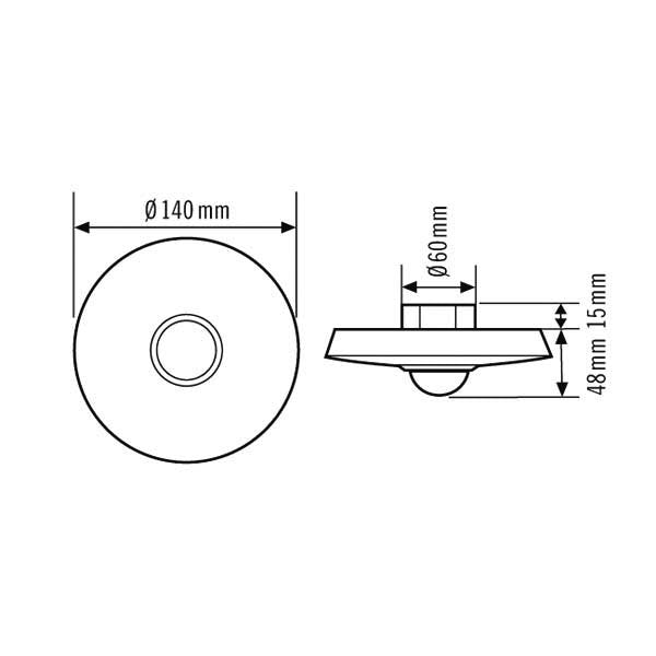 ESYLUX - Bewegungsmelder/Präsenzmelder komplett Decken-Bewegungsmelder MD 360/8 UP 360° RW ca.8m