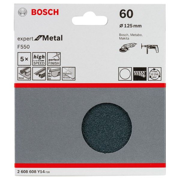 Bosch - Schleifpapier/Schleifvlies Schleifblatt F550, Expert 2608608Y14 for Metal 125 mm 60