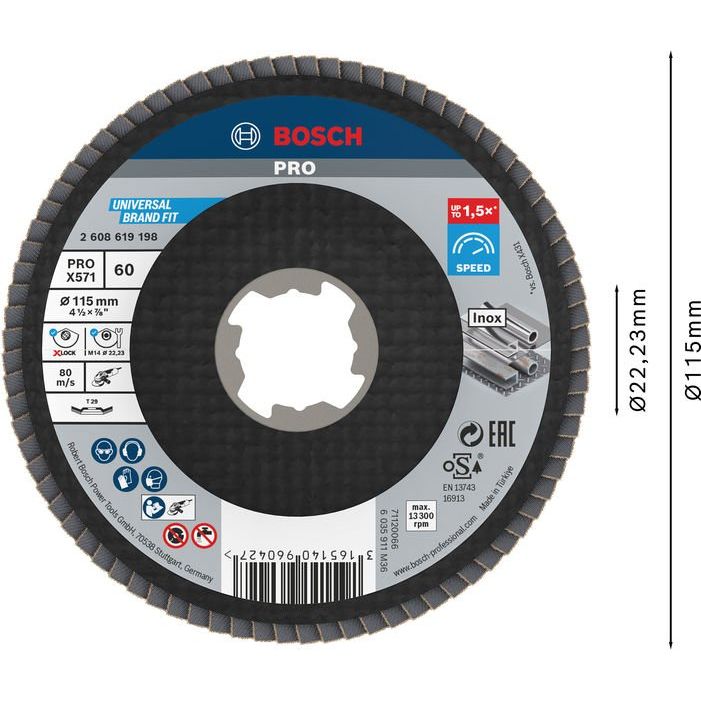 Bosch - Trenn-/Schleifscheibe PRO X571 2608619198 Fächerschleifscheibe