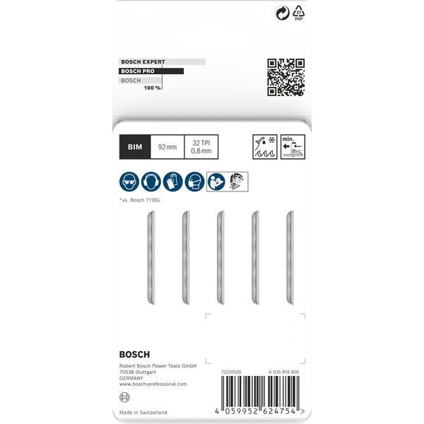 Bosch - Stichsägeblatt PRO Metal thin T121GFC 2608655104VE(5) Stichsägeblatt 92 mm