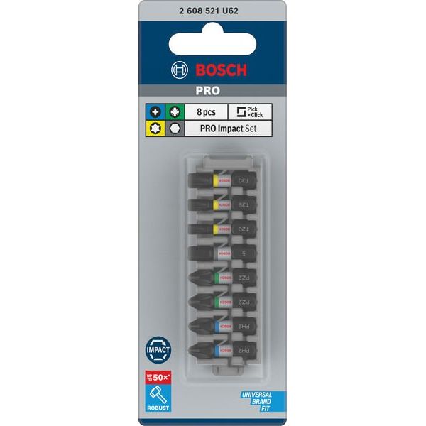 Bosch - Bit-Set PRO Impact Bit 2608521U62VE(8) Set, 25 mm, 8-tlg − 5 Packung