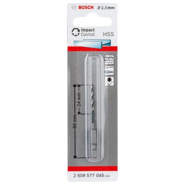 Bosch - Bohrer HSS Spiralbohrer mit 2608577045 Sechskantschaft 2,0