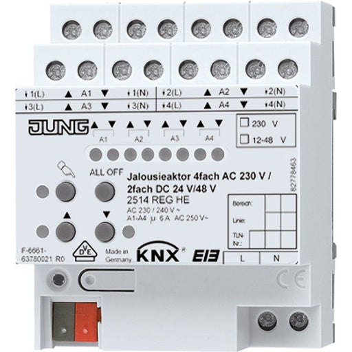 Jung - Bussystem-Jalousieaktor KNX Jalousieaktor 2514 REGHE REG Gehäuse 4TE − 1 Stück