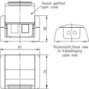 Telegärtner - Kommunikationsanschlussdose Kupfer Industrie AP-Gehäu. IP44,75x86x58,gr 100021370 für 2xAMJ-Modul − 1 Stück