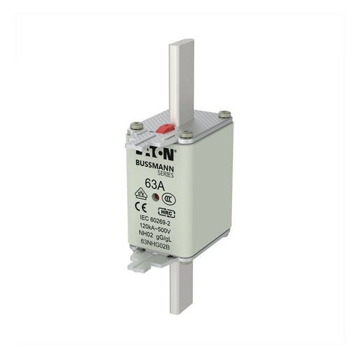 Eaton - Messersicherung Sicherungseinsatz Nieders. NH FUSE 63#63NHG02B 63A AC 500V 120kA − 3 Stück