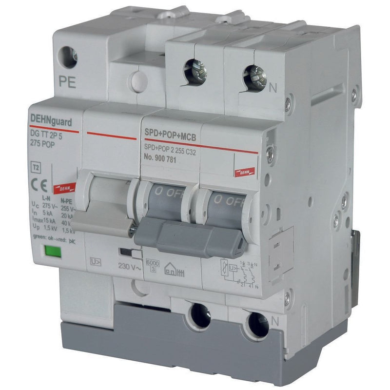 DEHN - Überspannungsableiter für Energietechnik/Stromversorgung Schutzeinrichtungen SPD+POP 2 255 C32 für Überspannungen