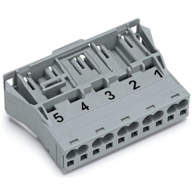 WAGO - Geräteanschluss für steckbare Gebäudeinstallation Snap-In-Stecker 770-755 5-polig,Kod. B,grau − 50 Stück