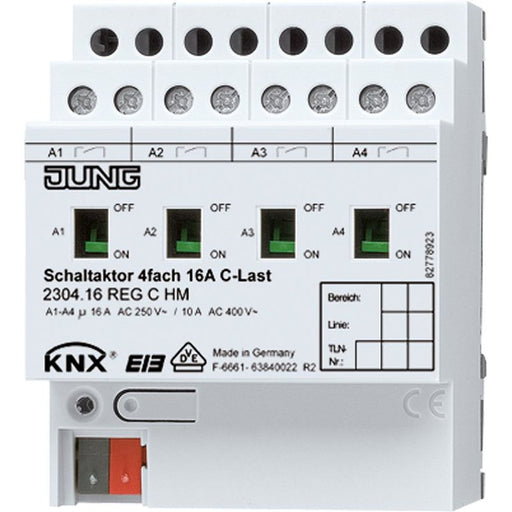 Jung - Bussystem-Schaltaktor KNX Schaltaktor 4-fach 2304.16 REGCHM C-Last