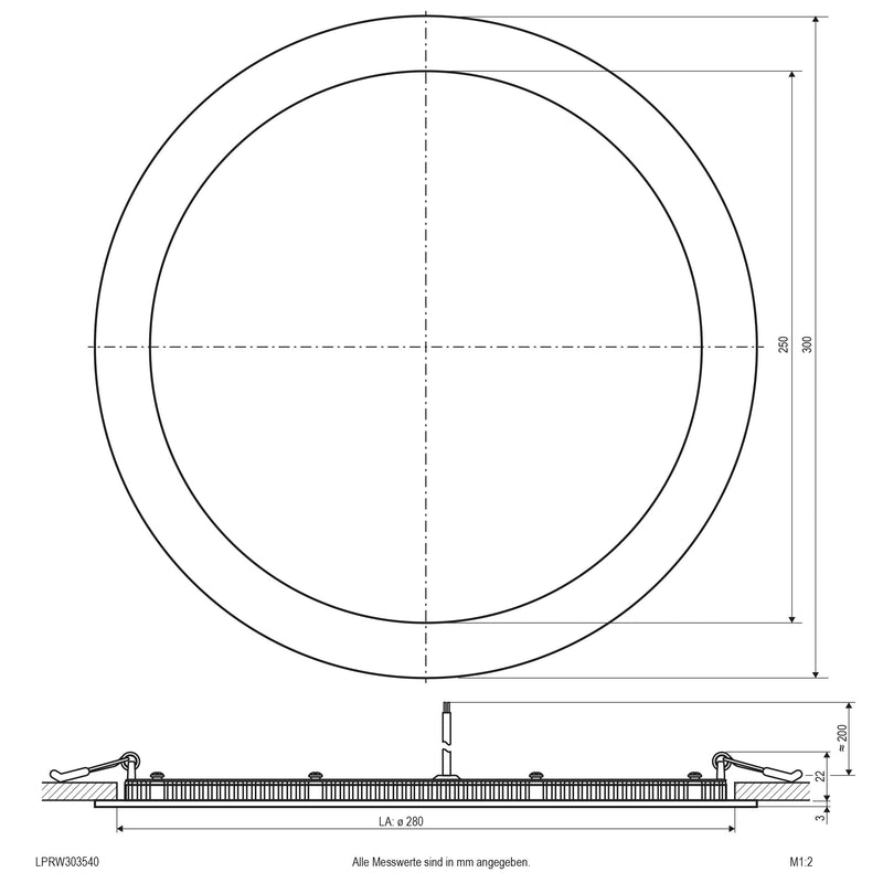 EVN Lichttechnik - Decken-/Wandleuchte LED-Einbaupanel LPRW303540 4000K