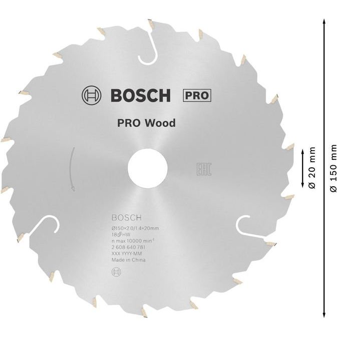 Bosch - Kreissägeblatt PRO Wood Kreissägeblatt, 2608640781 150 x 2 x 20 mm