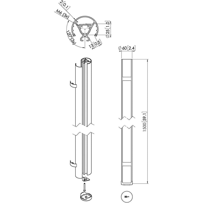 Vogels - Halterung für Audio-/Videosysteme Abhängungsprofil PUC2415 si Connect-it,L 150 cm