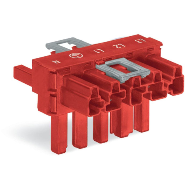 WAGO - Kompaktverteiler für steckbare Gebäudeinstallation T-Verteiler 5-polig 770-922 Kod. P,rot − 50 Stück