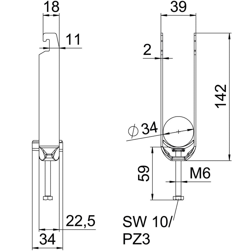 OBO Bettermann - Bügelschelle BS-U3-K-34 ALU 3-fach − 50 Stück
