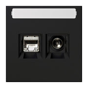 Jung - Einsatz/Abdeckung für Kommunikationstechnik Smart-TV-Anschlussdose 2f MMD LS 4521 SWM Schriftf.,gra.swmatt