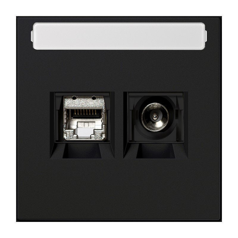 Jung - Einsatz/Abdeckung für Kommunikationstechnik Smart-TV-Anschlussdose 2f MMD LS 4521 SWM Schriftf.,gra.swmatt