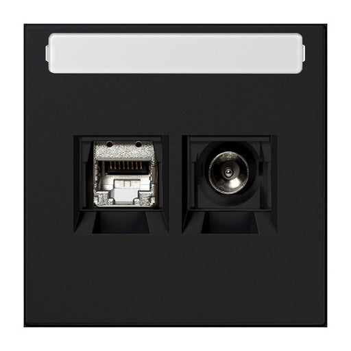 Jung - Einsatz/Abdeckung für Kommunikationstechnik Smart-TV-Anschlussdose 2f MMD LS 4521 SWM Schriftf.,gra.swmatt