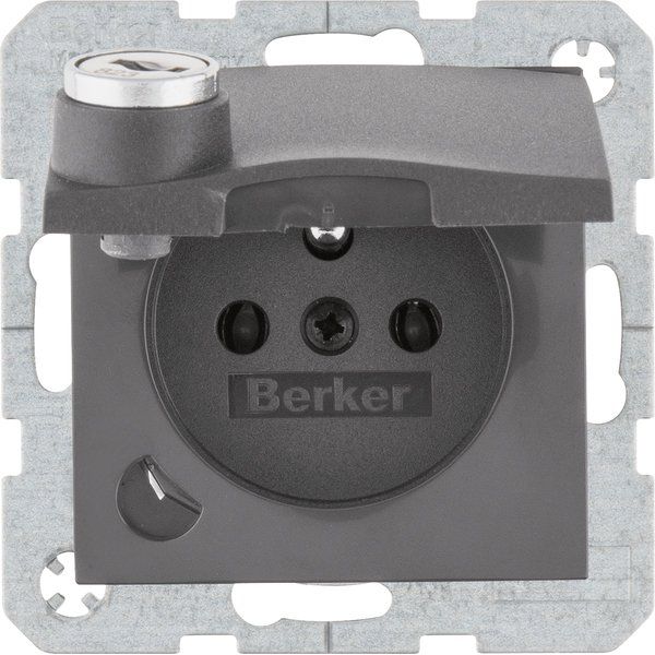 Berker - Steckdose m. Erdstift 6765111606 S.1,anth,ma
