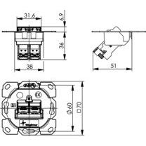Telegärtner - Kommunikationsanschlussdose Kupfer Modul-Aufnahme 2-fach 100022980 UP/0 2AMJ-S DD flex − 5 Stück