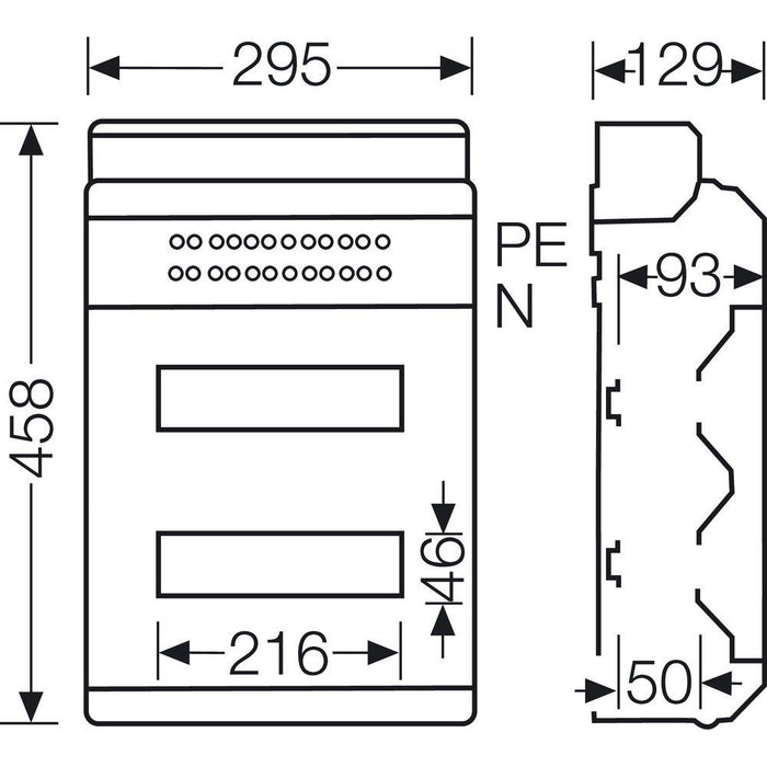 Hensel - Installationskleinverteiler KV 90-Automatengehäuse KV 9224 M 24TE IP65 metr.Vorpr − 1 Stück
