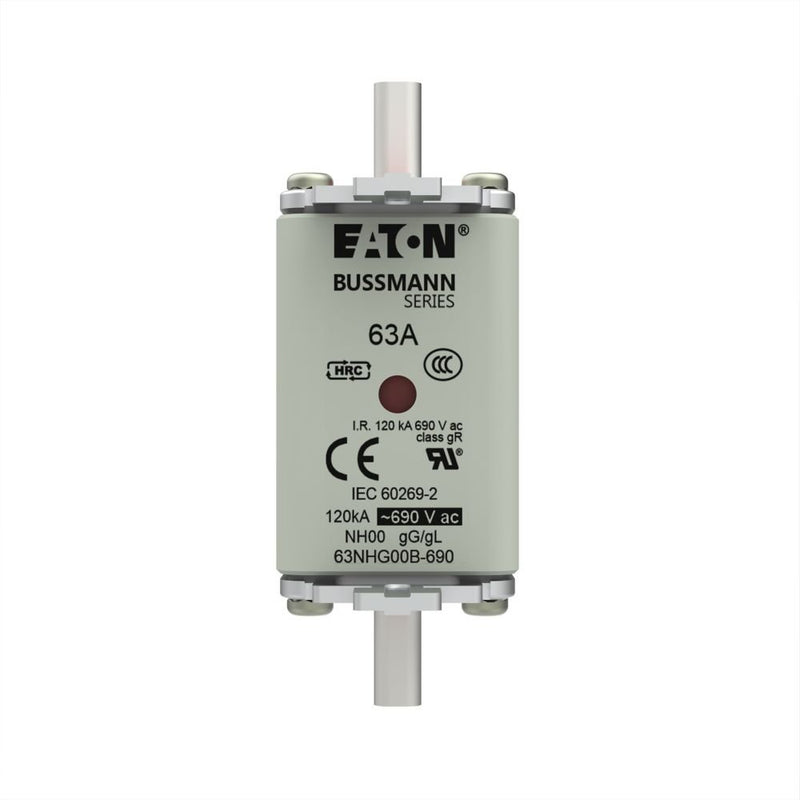 Eaton - Messersicherung Sicherungseinsatz Nieders. 63NHG00B-690 63A AC 690V 120kA − 3 Stück