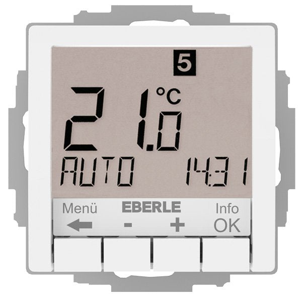 Eberle Controls - Raumthermostat/Uhrenthermostat UP-Uhrenthermostat UTE4800Rw-RAL9010G55 Hinterleuchtung weiß
