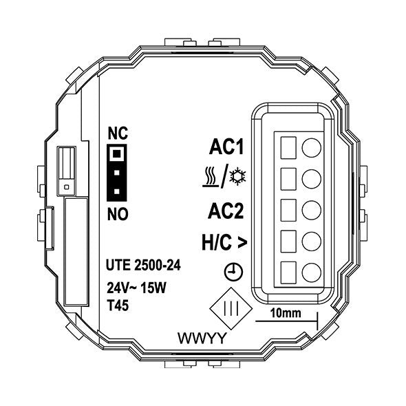 Eberle Controls - Raumthermostat/Uhrenthermostat UP-Raumregler 5-30C AC24V UTE 2500-24RA9010G55 Ausgang Triac