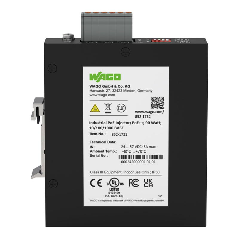 WAGO - PoE-Injektor/-Splitter Industrial PoE Injector 852-1732 − 1 Stück