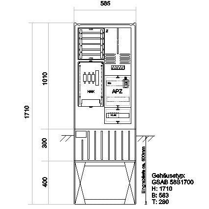 GSAB Elektrotechnik - Zähler-Komplettschrank Zähleranschlusssäule 22.00.1P11b-APZ 1Zähler ohne TSG