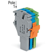 WAGO - Ein- und mehrpolige Klemmenleiste 1-Leiter-Federleiste 2022-103/000-039/999 4 mm²,gn-ge/bl/gr − 100 Stück