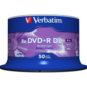 Verbatim - Speichermedium digital DVD+R DL 8.5GB/240Min/8x 43758 (VE50) Cakebox (50 Disc) − 4 Packung
