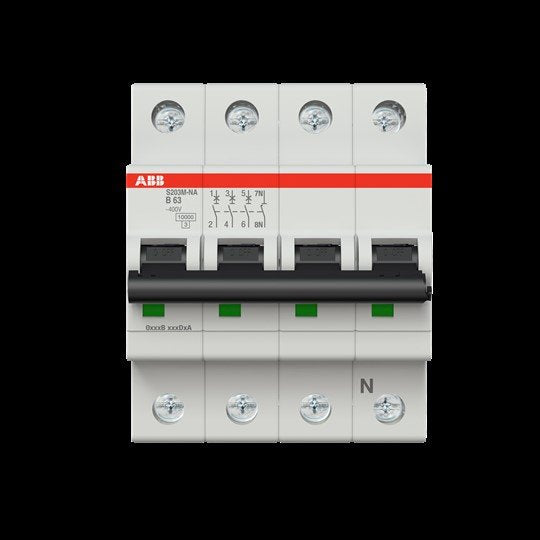 ABB Stotz S&J - Leitungsschutzschalter Sicherungsautomat S203M-B63NA 10kA 63A B 3p+N (4p)