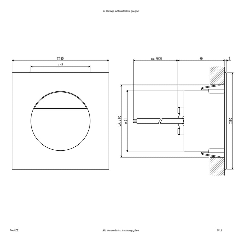 EVN Lichttechnik - Decken-/Wandleuchte P-LED Wandeinbauleuchte P444102 1,2W 350mA 3000K