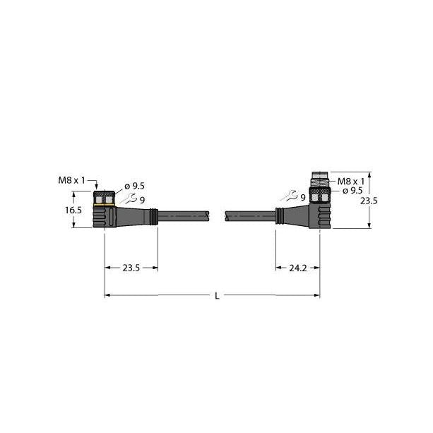 Turck - Konfektioniertes Sensor-Aktor-Kabel Aktuator-Sens.-Versorg.Ltg PKW4M-0.3-PSW4M/TEL PVC Verbindungsltg