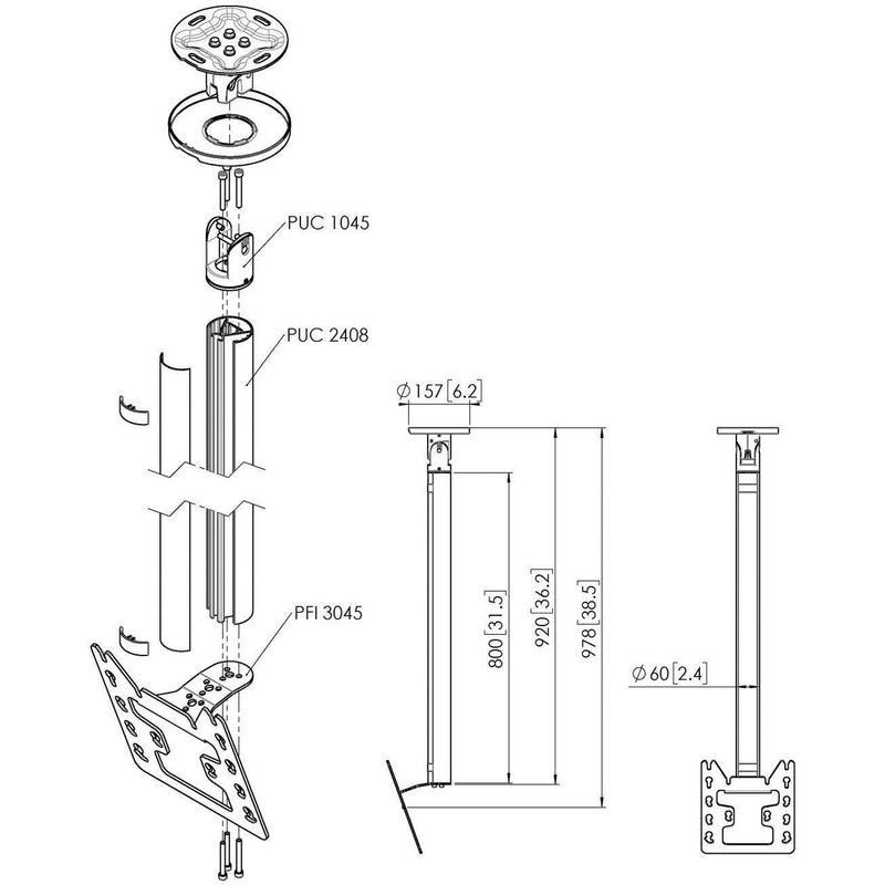 Vogels - Halterung für Audio-/Videosysteme Einzelprofil VESA 200x200 CT240822 sw Connect-It,80cm