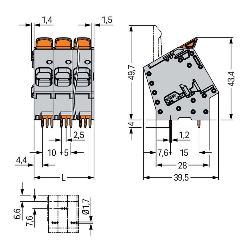 WAGO - Leiterplattenklemme 2616-2110/010-000 − 7 Stück