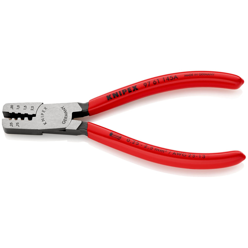 Knipex - Presswerkzeug Kabelschuhe/Verbinder, Aderendhülsen, Schirmanschluss Crimpzange 97 61 145 A SB 145mm