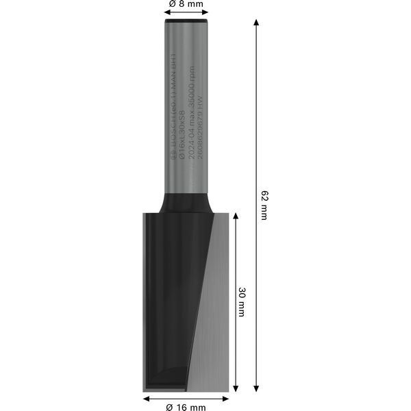 Bosch - Fräser PRO Nutfräser, 2608629679 zweischneidig 16 x L