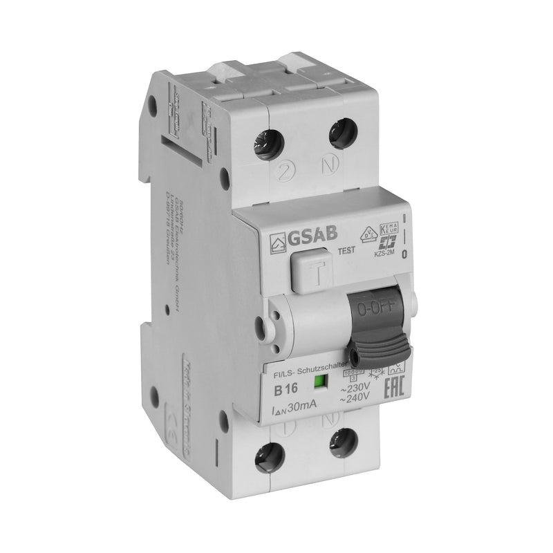 GSAB Elektrotechnik - CEE-Steckdosen-Kombination (IEC 60309) FI-LS-Kombination FILS2B16-30 B16A 2-pol. 30mA
