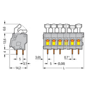 WAGO - Leiterplattenklemme 257-460 Drücker,2,5 mm²,grau − 20 Stück