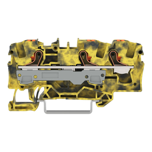 WAGO - Durchgangs-Reihenklemme 3-Leiter-Durchgangsklemme 2206-1301/000-053 Drücker,6mm²,dgr-ge − 25 Stück